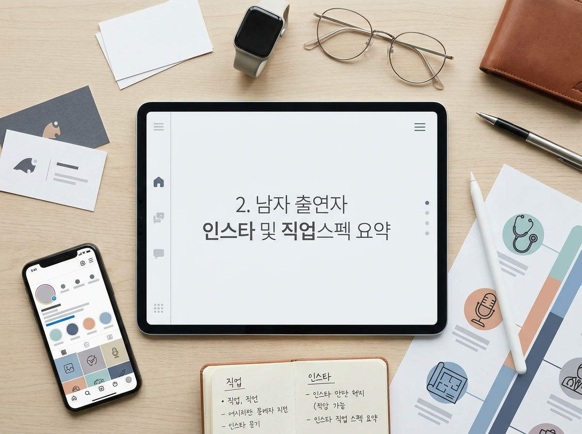 2. 남성 출연진 인스타 및 직업 스펙 요약